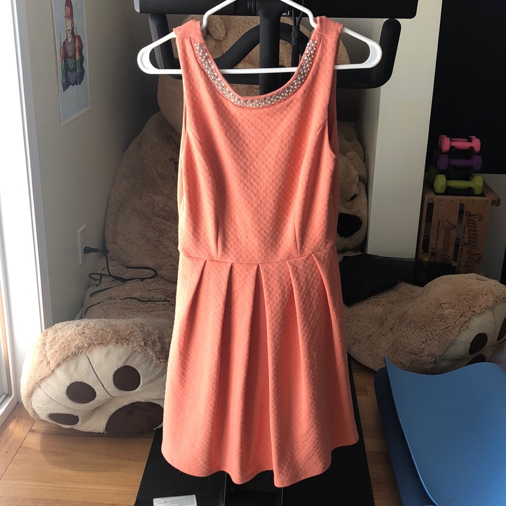 Peach Patterned Skater Dress